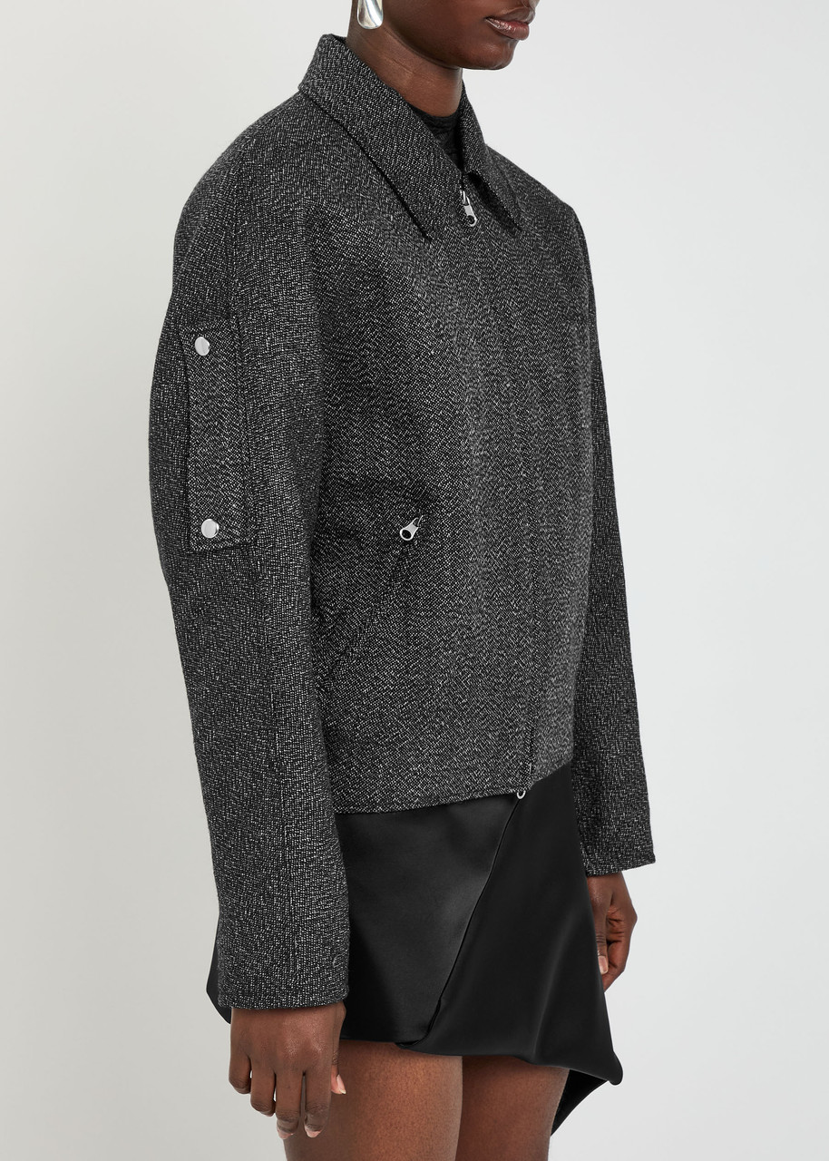 Courrèges Quilted Caviar Wool Jacket In Gray