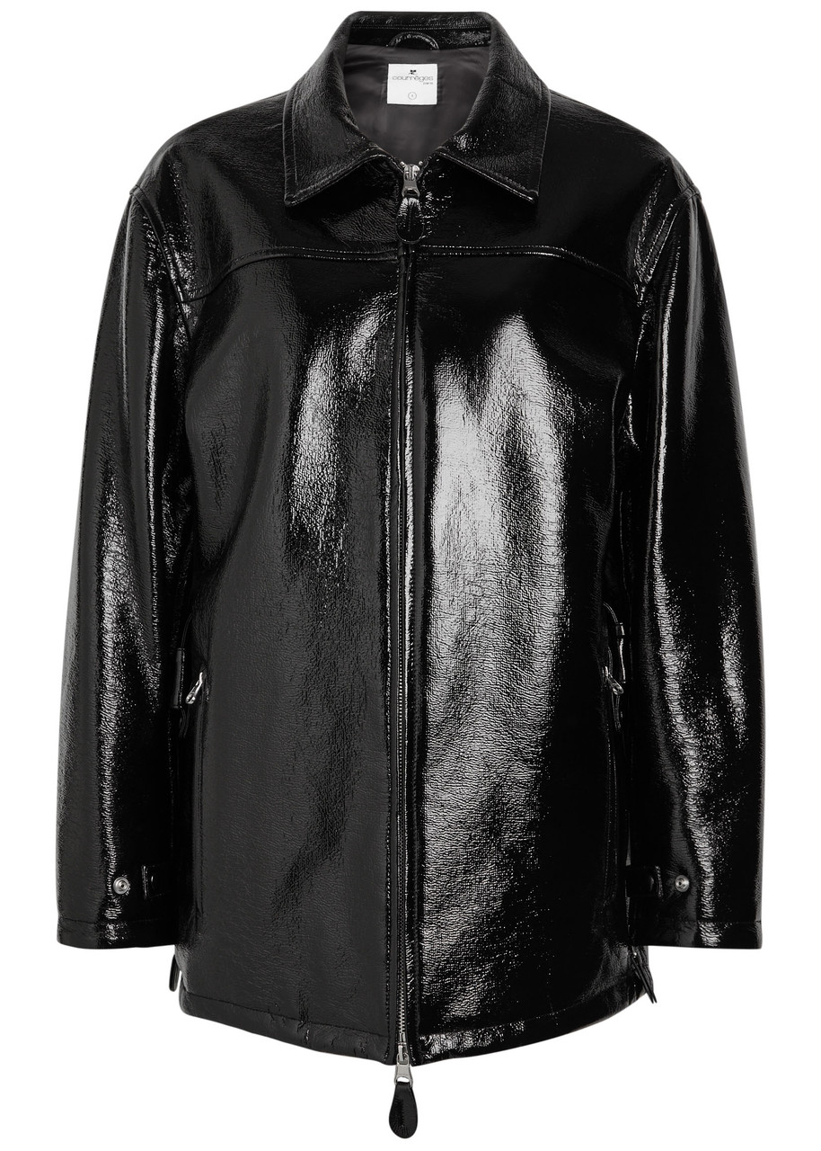Courrèges Quilted Faux Patent Leather Jacket - Black - XS (UK6 / XS)