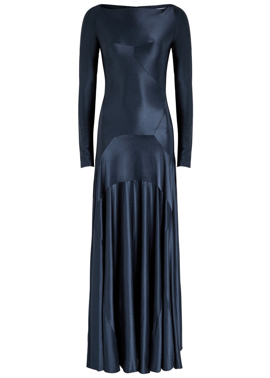 Rabanne Satin-jersey Maxi Dress In Blue