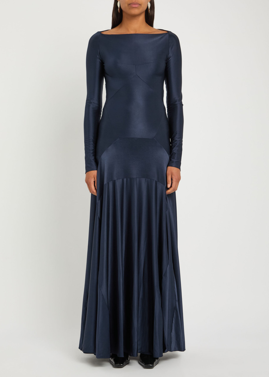 Rabanne Satin-jersey Maxi Dress In Blue