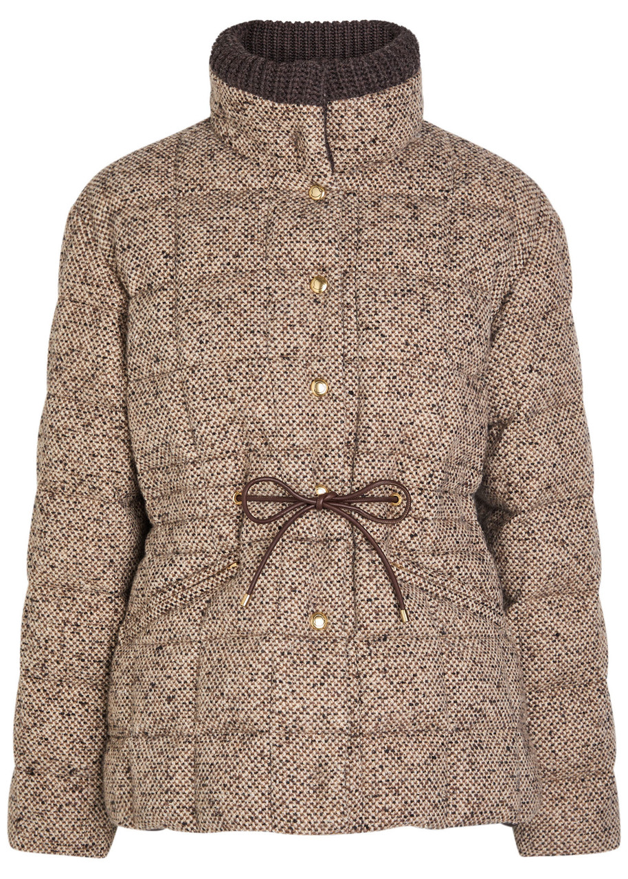 Moncler Antigony Quilted Wool-blend Jacket In Brown