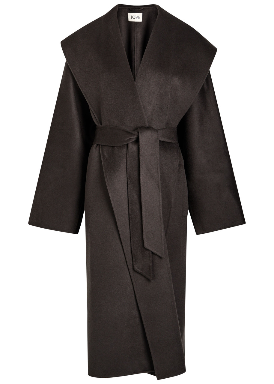 Tove Fenn Belted Wool-blend Coat In Brown