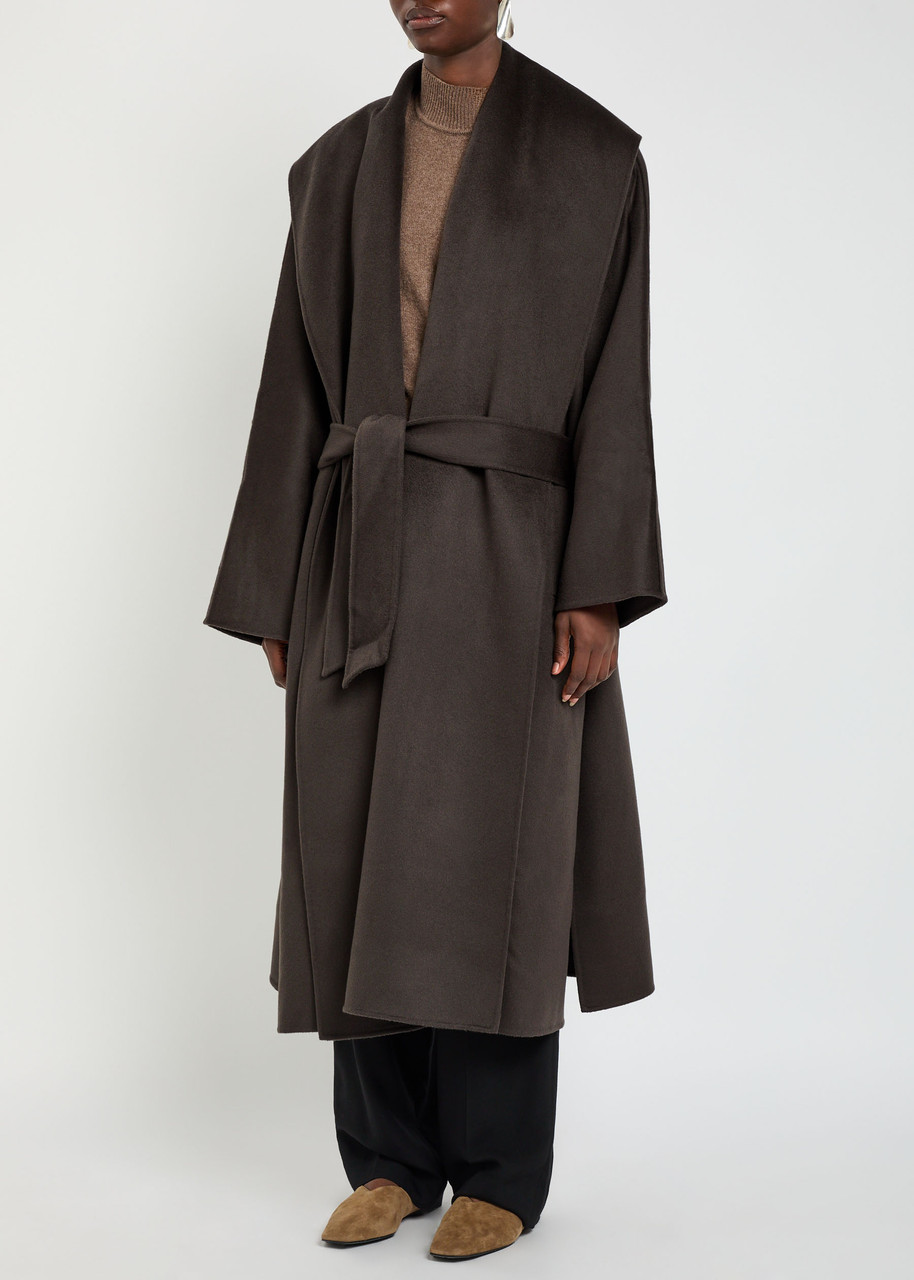 Tove Fenn Belted Wool-blend Coat In Brown