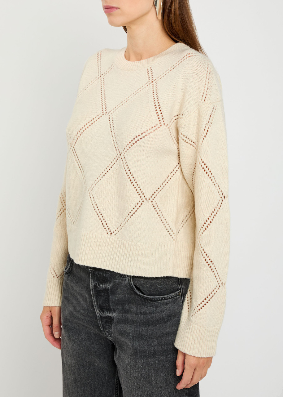 Vince Textured Argyl Wool Jumper In Neutral