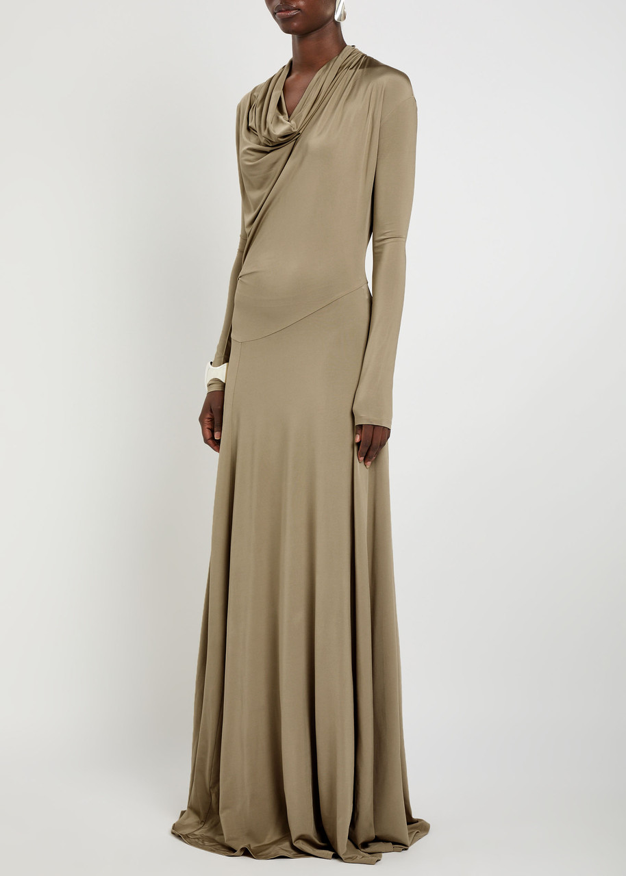 Tove Vevina Draped Stretch-jersey Maxi Dress In Brown