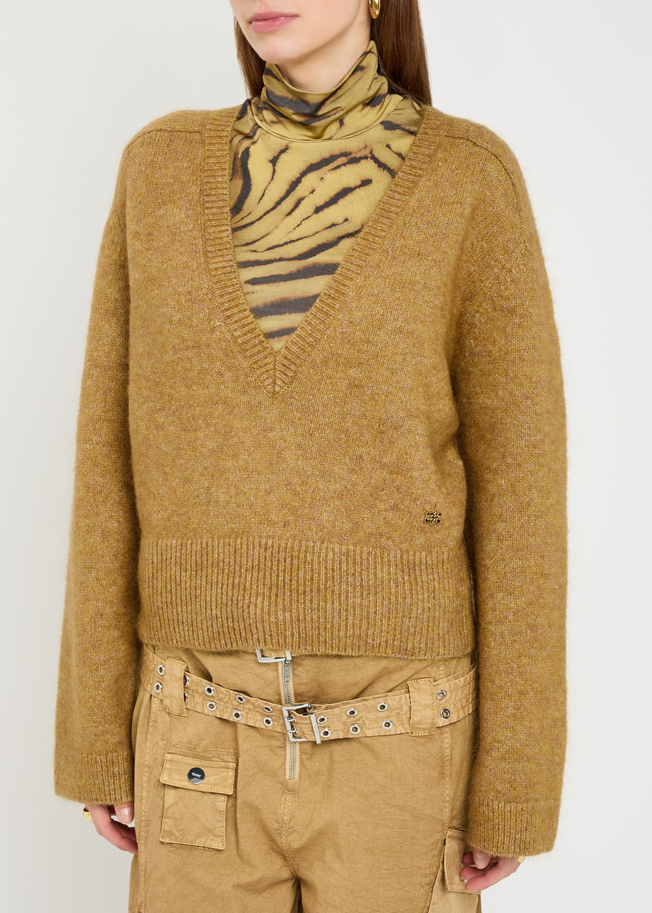 Ganni Melange Brushed Wool-blend Jumper In Multi