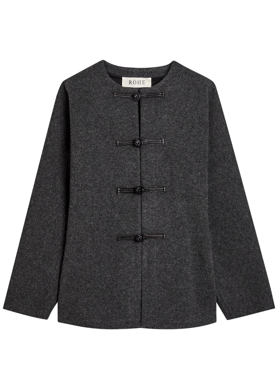 Rohe Mandarin Crew-neck Cardigan In Gray