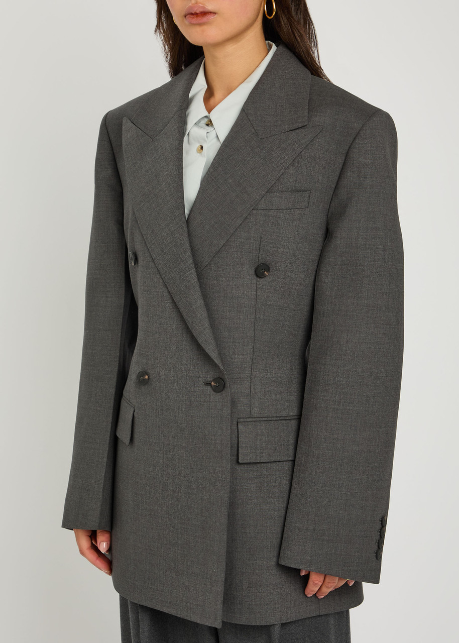 Rohe Double-breasted Stretch-wool Blazer In Gray