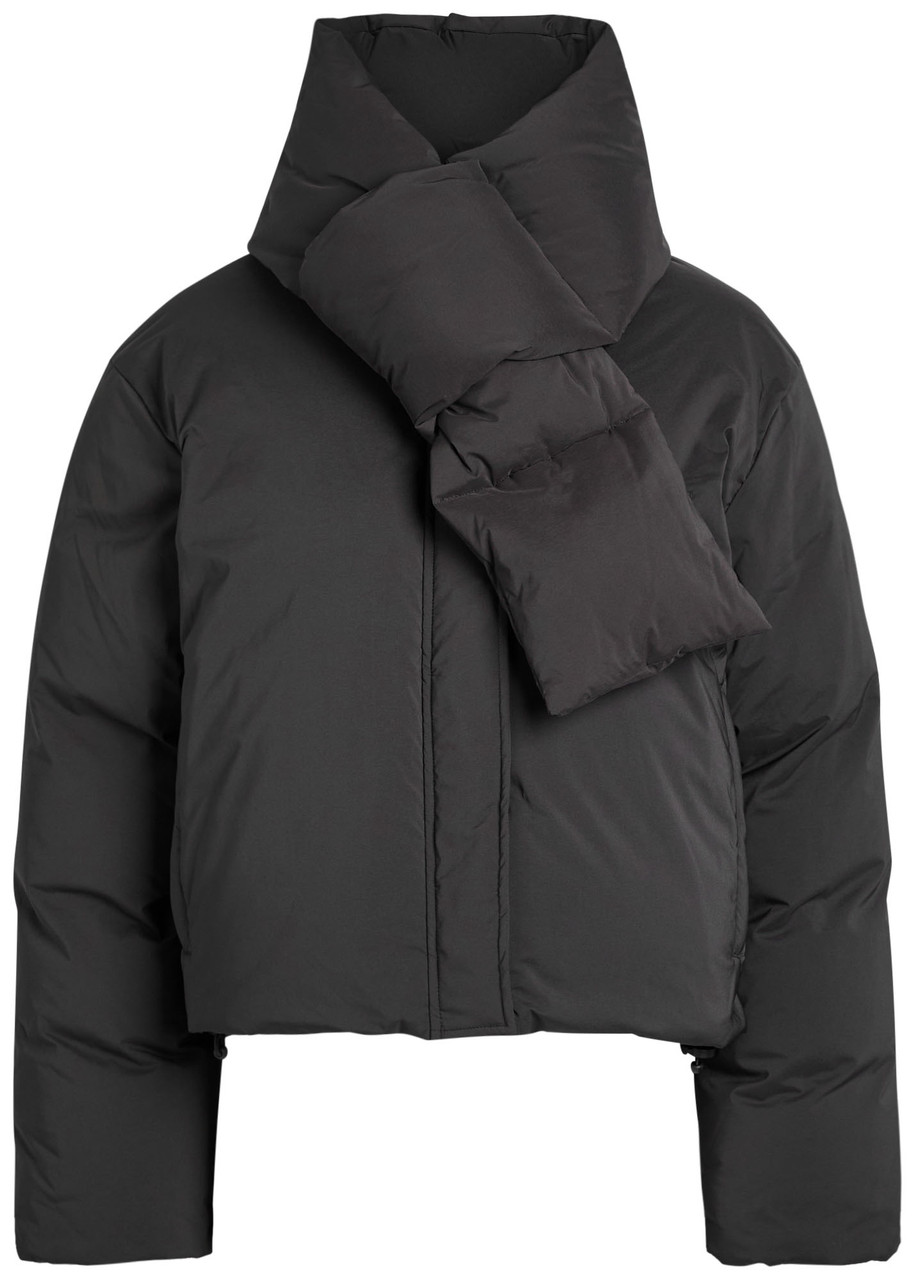 Alexander Wang Logo-embroidered Quilted Shell Jacket In Black