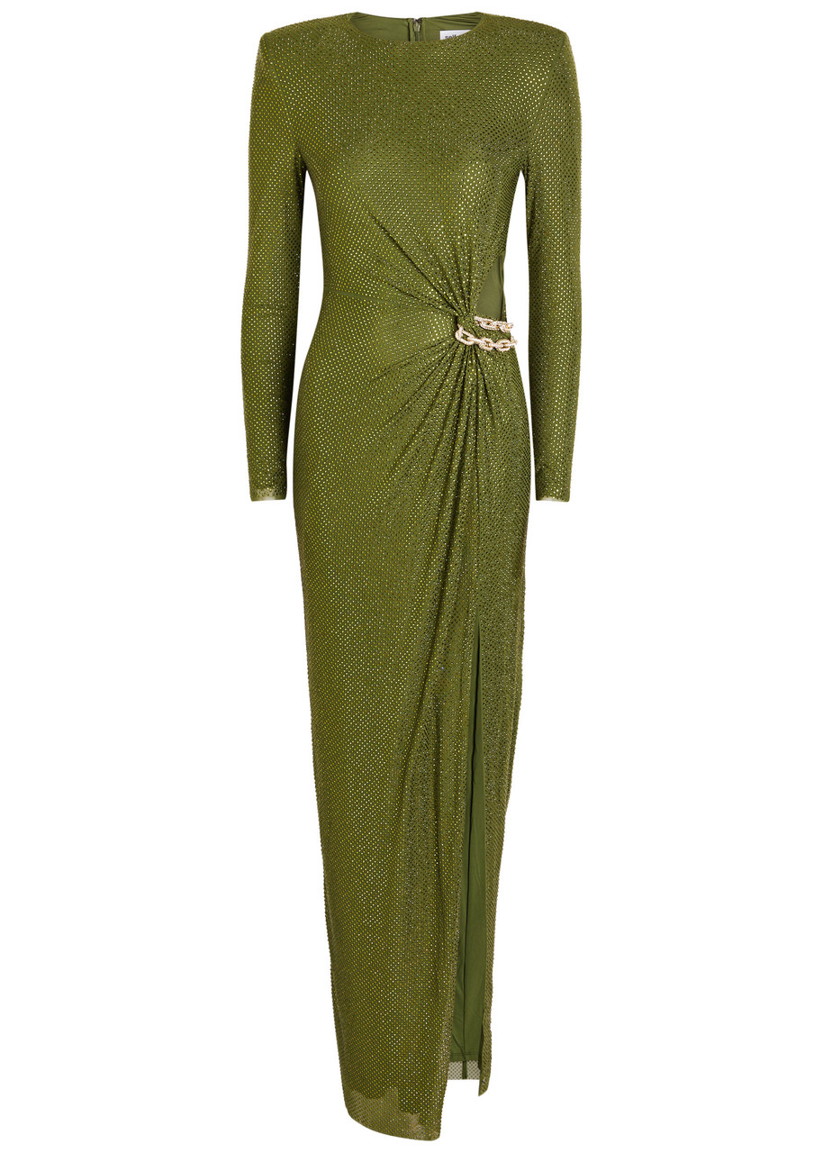 Self-portrait Crystal-embellished Mesh Gown - Green - 12 (UK12 / M)