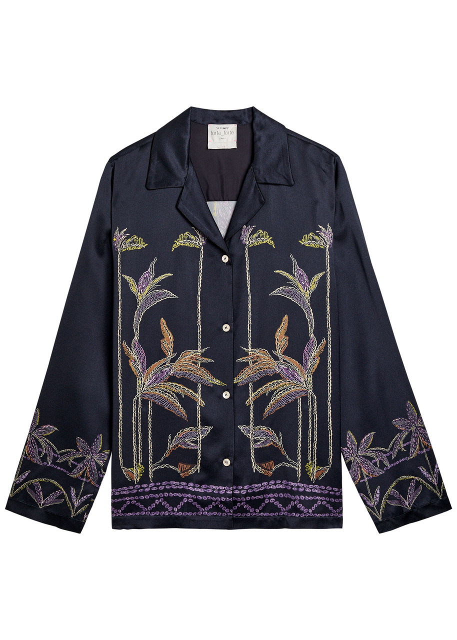 Forte Forte Floral-print Shirt In Blue