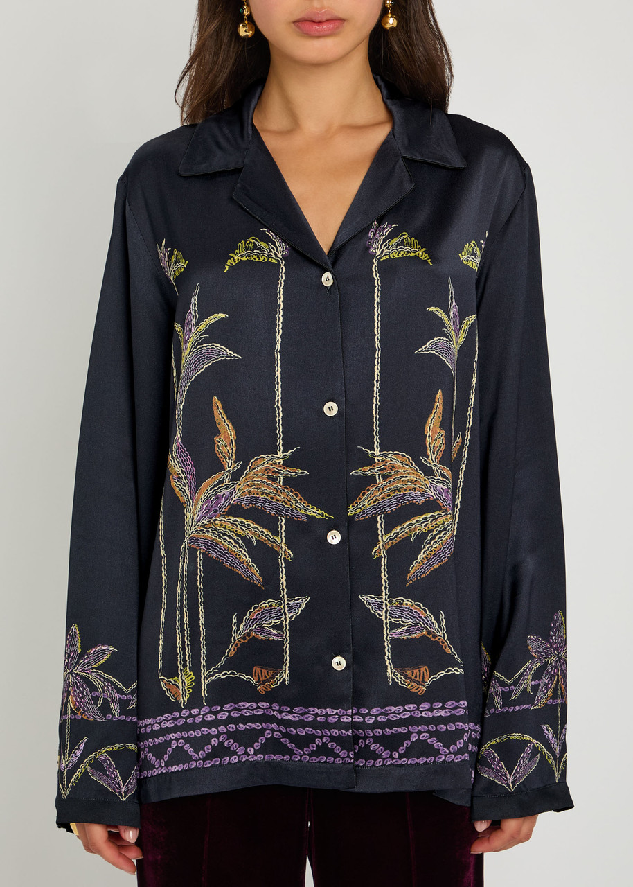 Forte Forte Floral-print Shirt In Blue