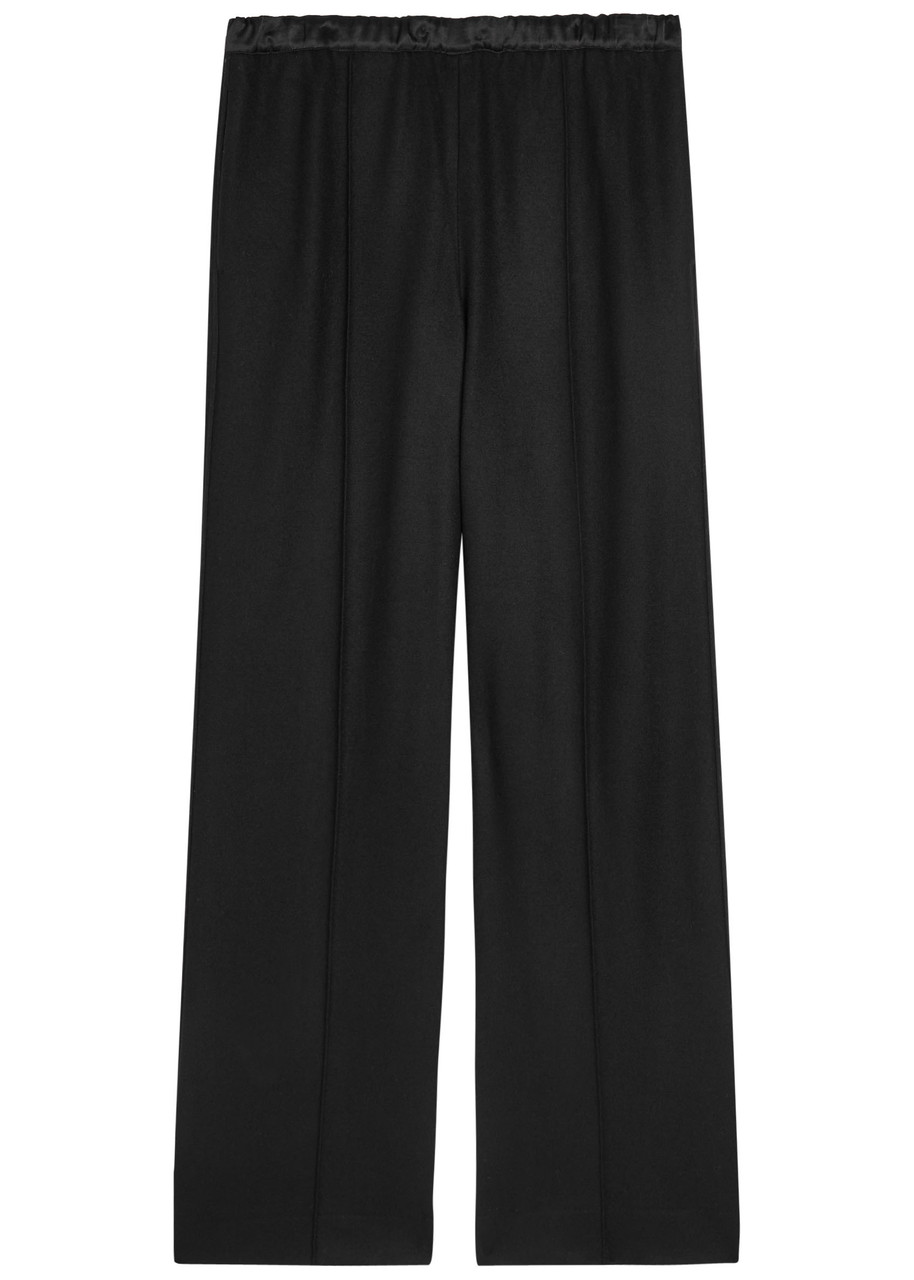 Vince Satin-trim Straight-leg Trousers In Black