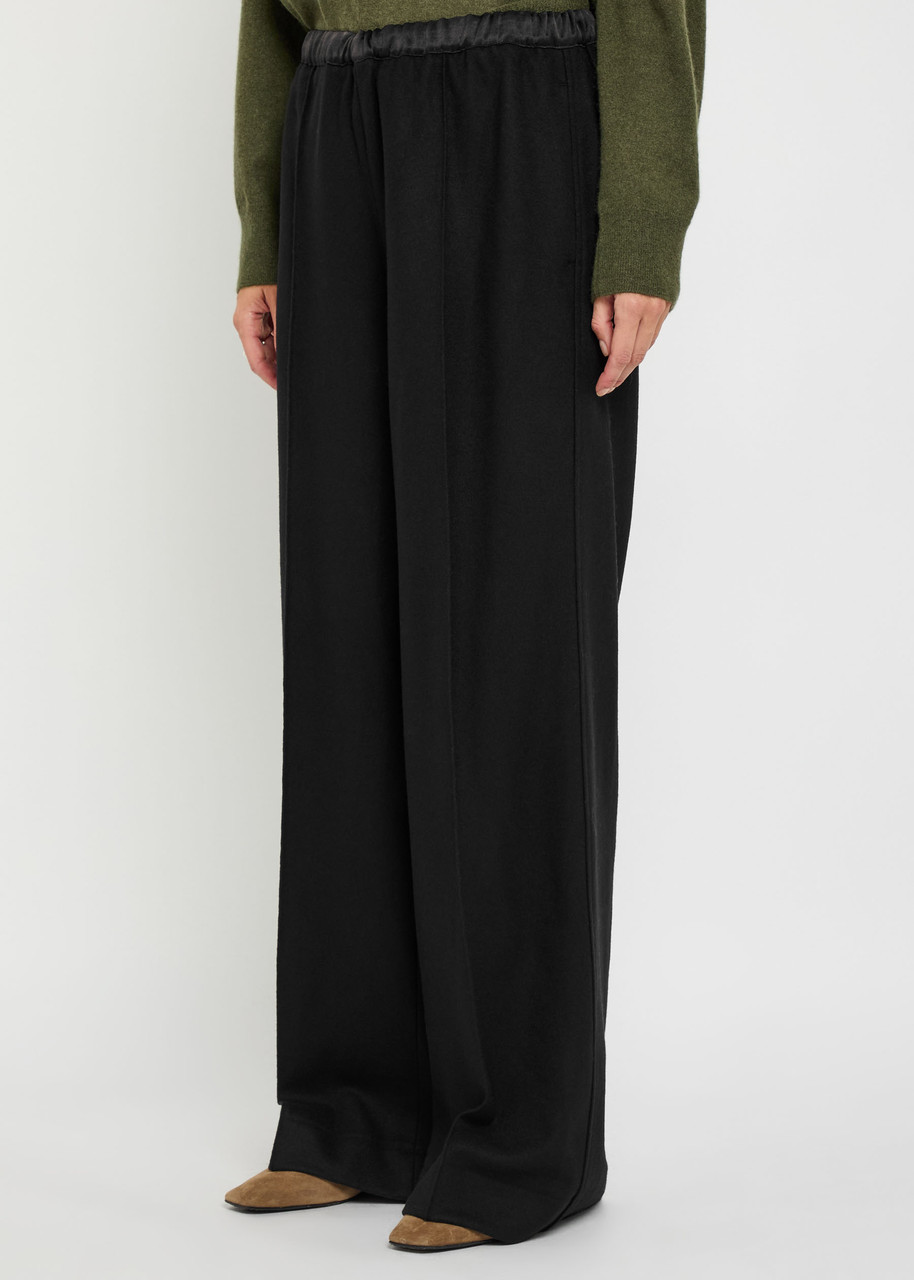 Vince Satin-trim Straight-leg Trousers In Black