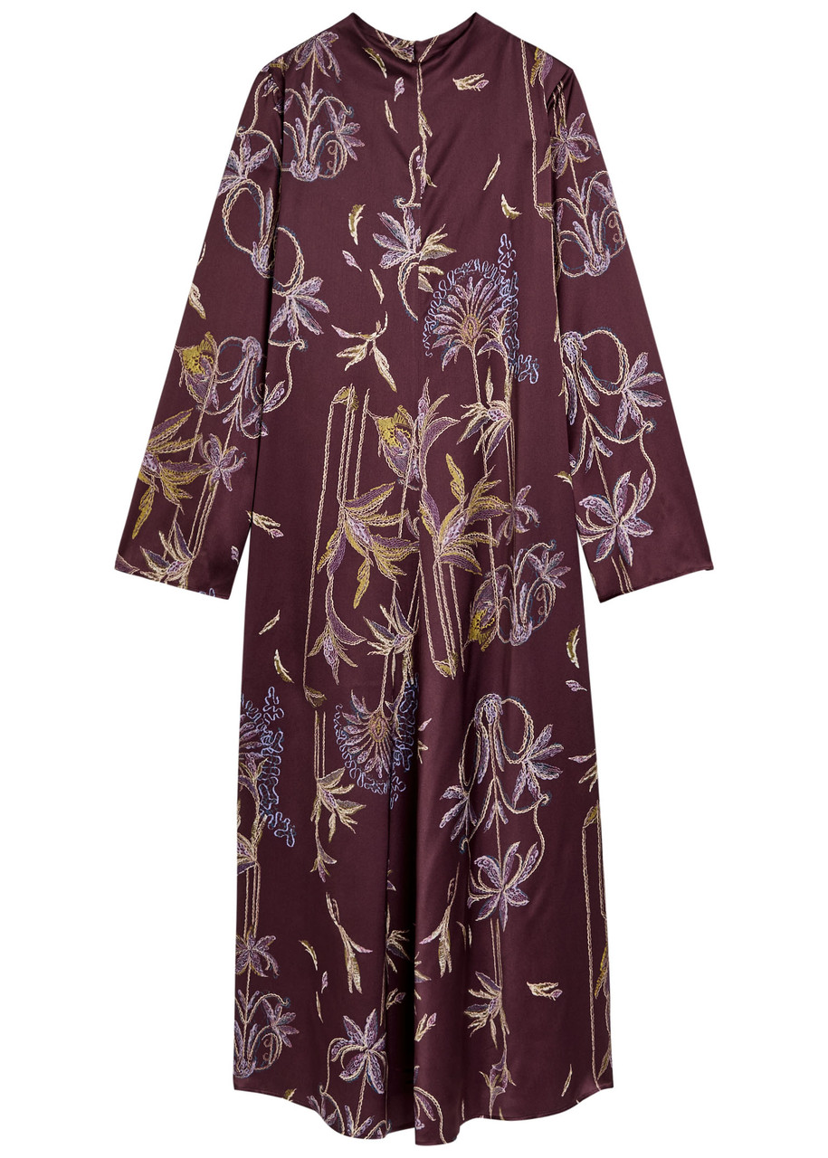Forte Forte Forte_forte Printed Satin Midi Dress In Brown