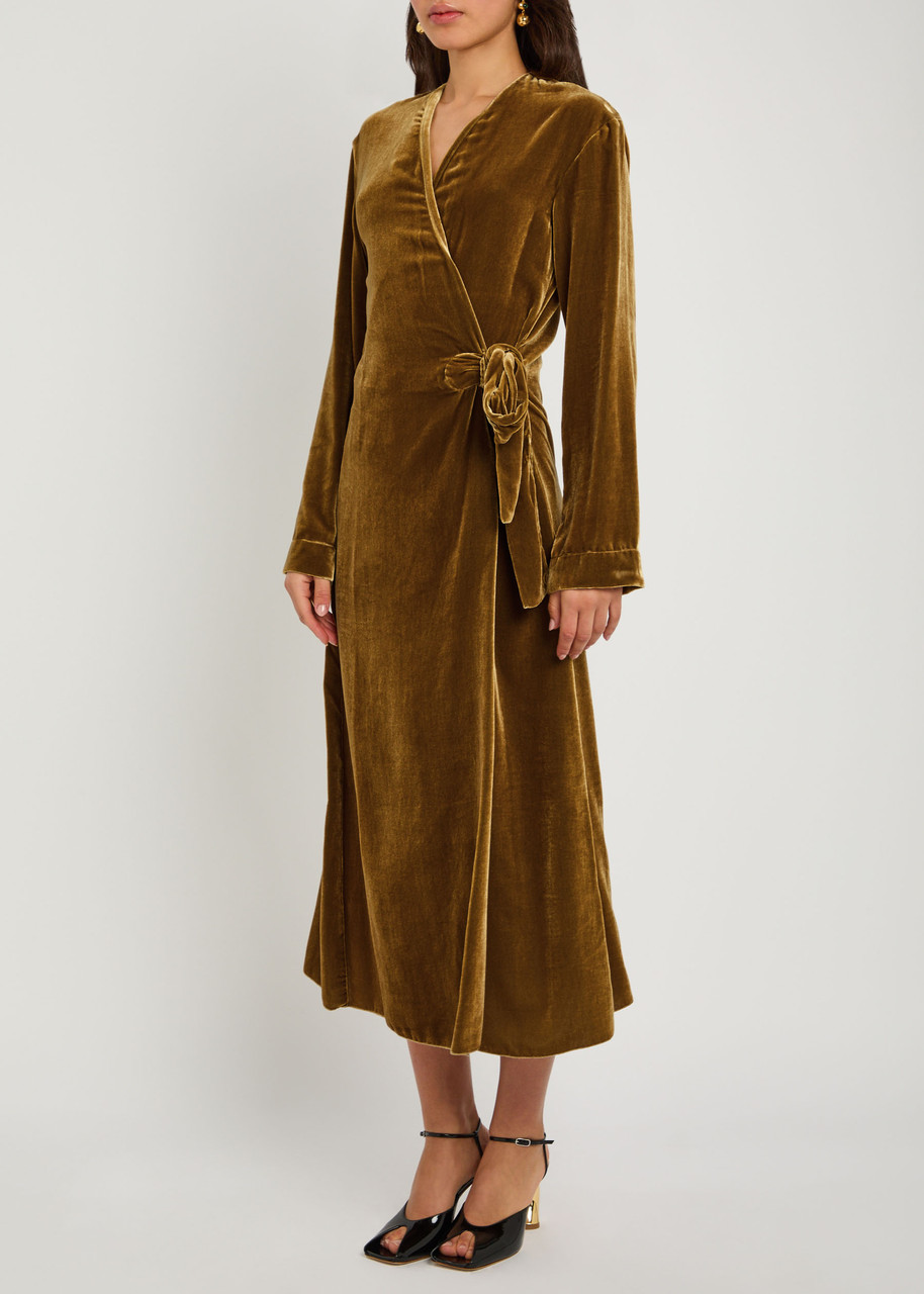 Forte Forte Forte_forte Velvet Midi Wrap Dress In Gold