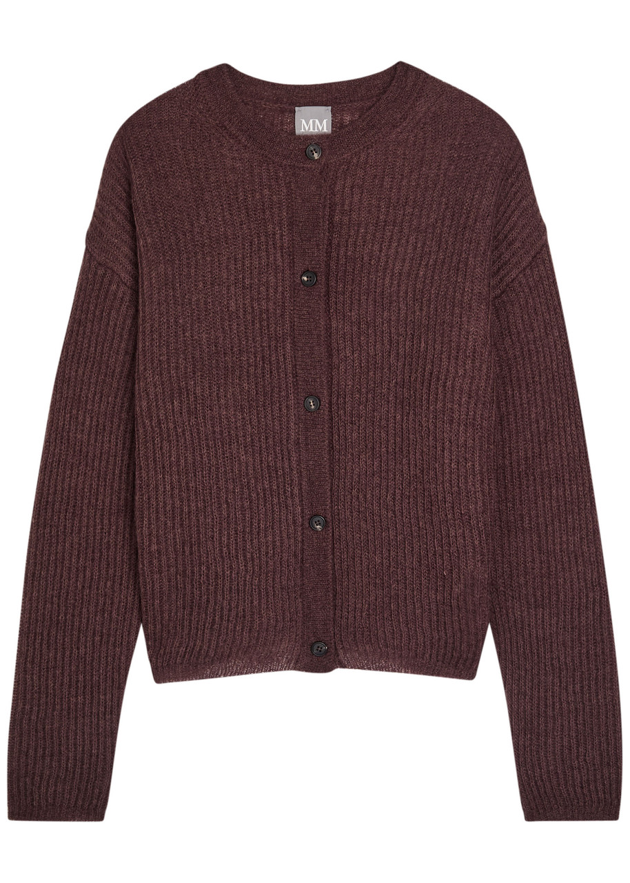 Mm Meandro Ribbed Open-knit Cardigan In Black