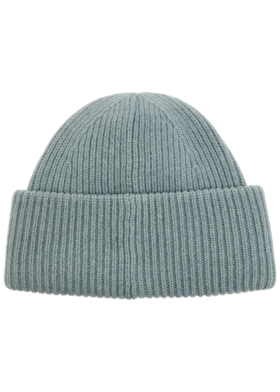 Acne Studios Dusty Large Face Logo Beanie In Blue