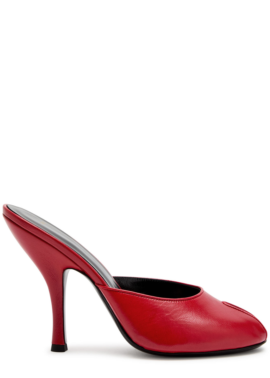 Jude Date 105 Peep-toe Leather Mules In Red