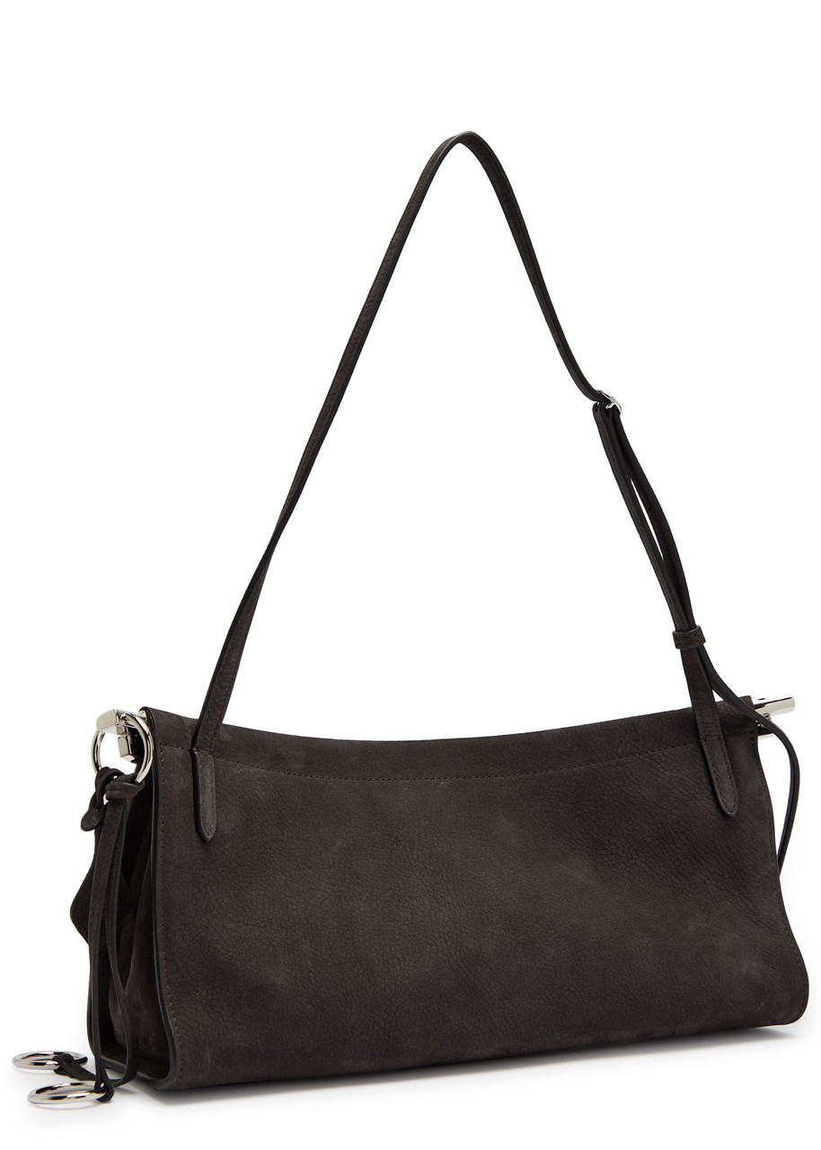 Alaïa East West Medium Nubuck Shoulder Bag In Gray