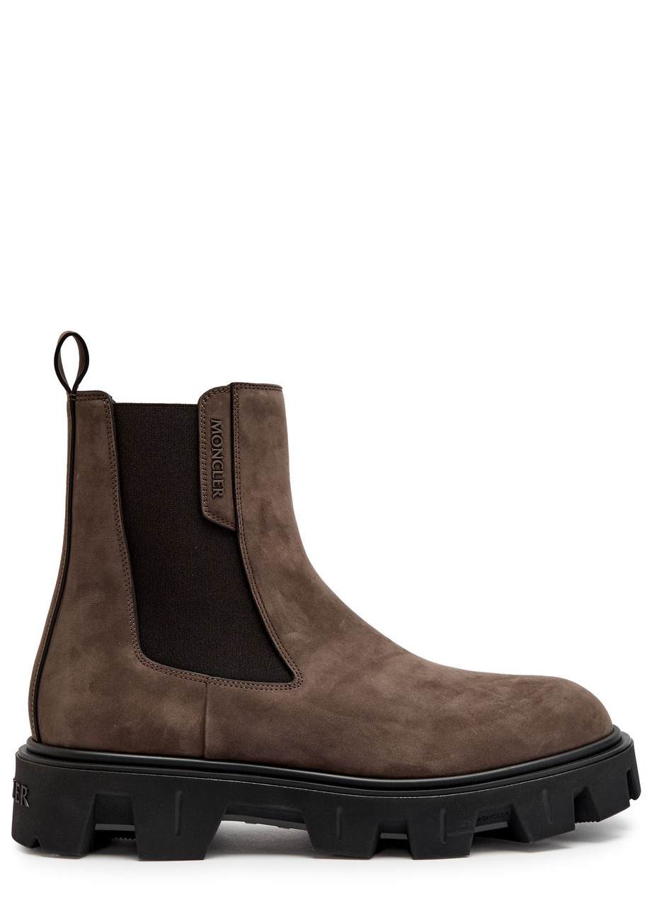 Moncler Peak City Suede Chelsea Boots – Brown – 44 (IT44/ UK10) Moncler Peak City Suede Chelsea Boots – Brown – 44 (IT44/ UK10)
