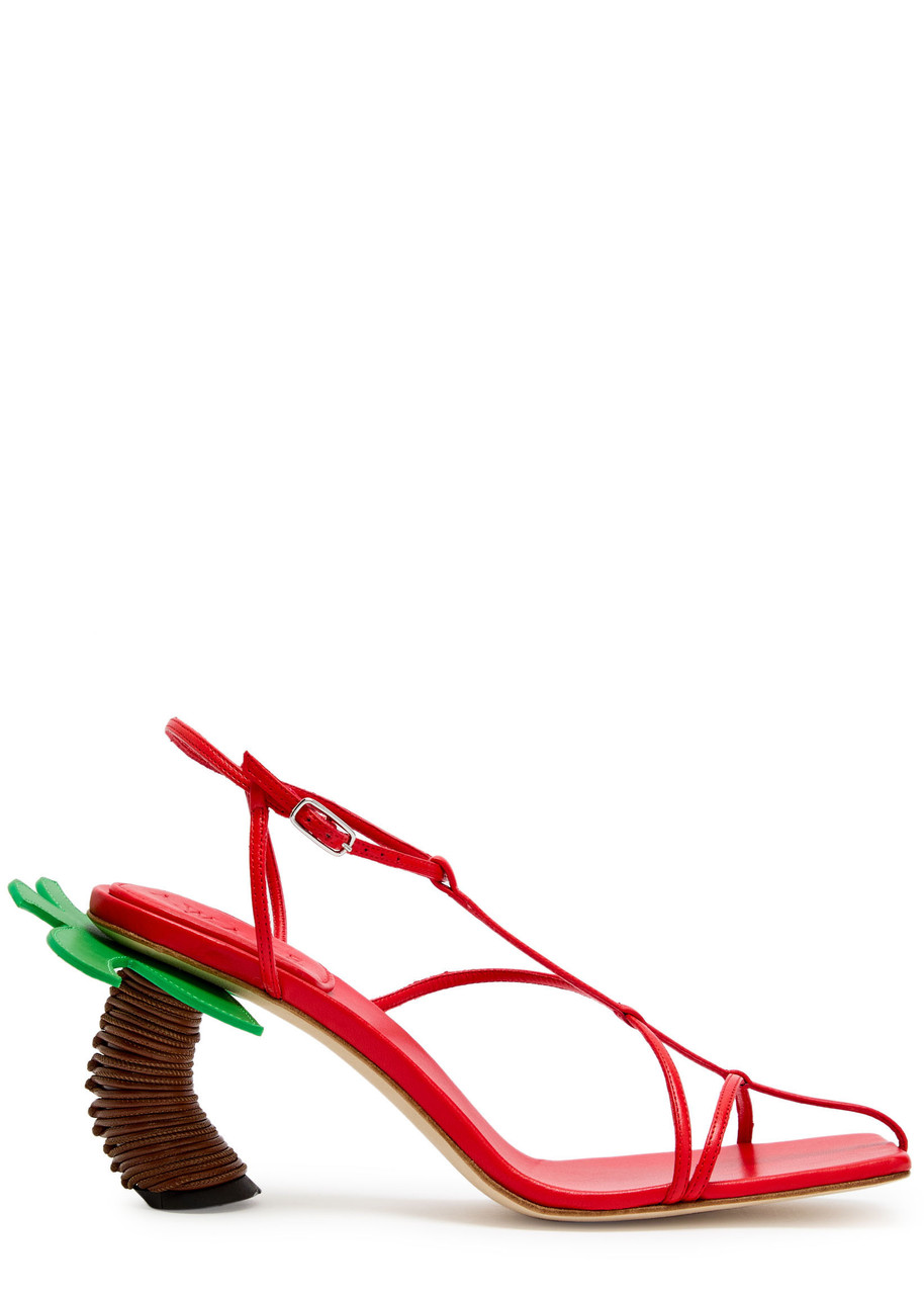 A.w.a.k.e. A.w.a.k.e Mode Bianca 65 Palm Tree Leather Sandals In Red