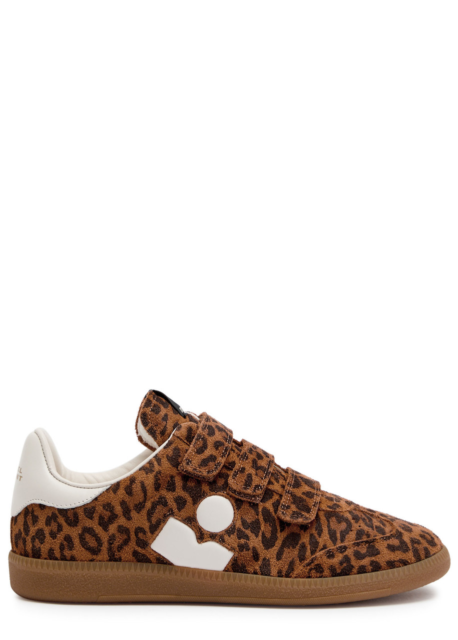Isabel Marant Étoile Beth Leopard-print Brushed Suede Sneakers In Brown