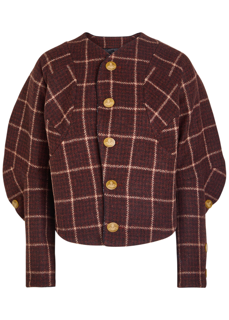 Vivienne Westwood Pourpoint Checked Wool Jacket In Brown