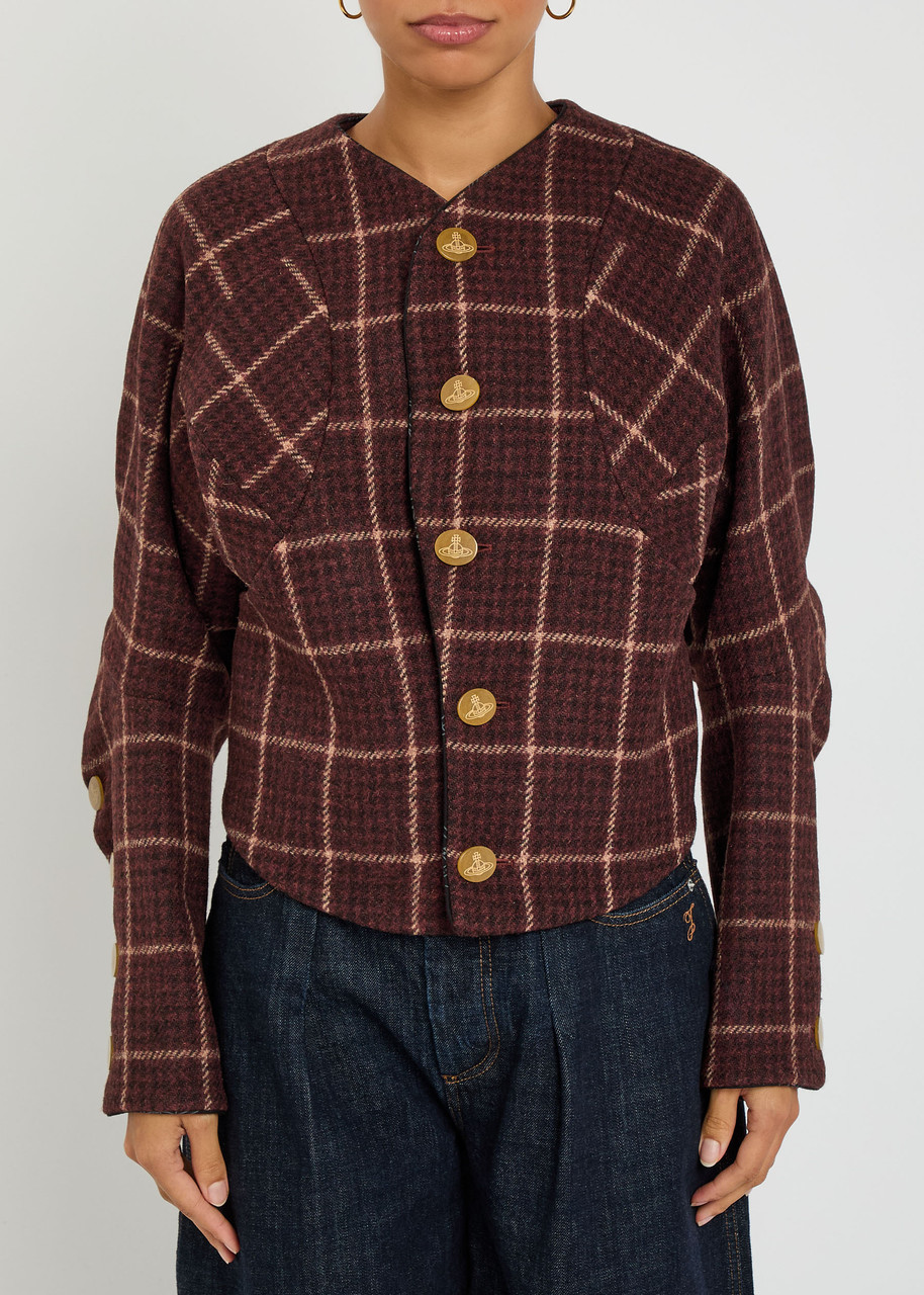 Vivienne Westwood Pourpoint Checked Wool Jacket In Brown