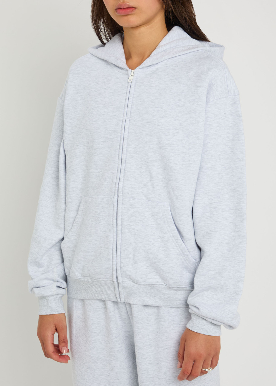 Skims Zip-up Cotton-blend Hooded Sweatshirt In Multi