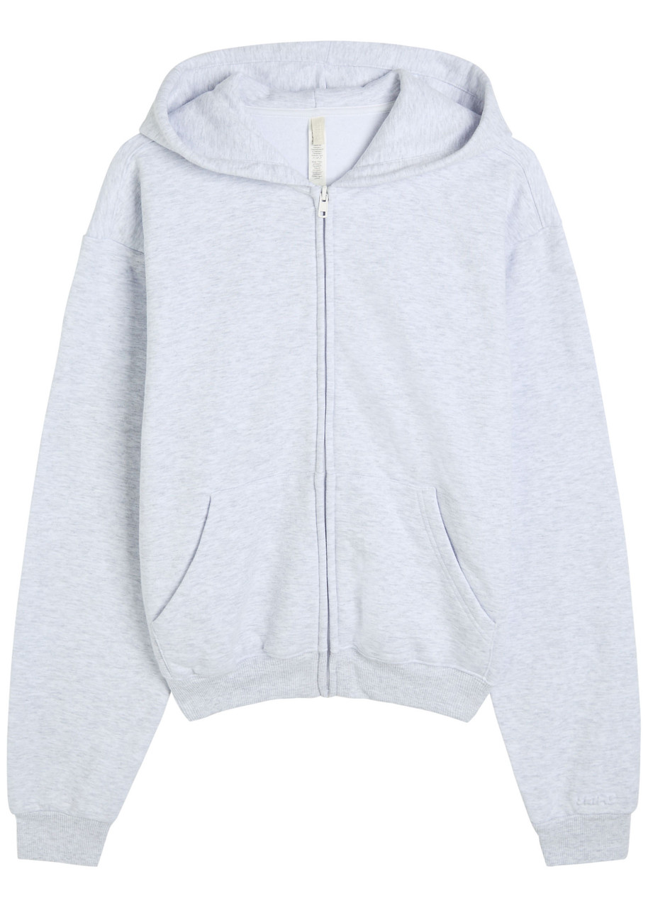 Skims Zip-up Cotton-blend Hooded Sweatshirt In Multi