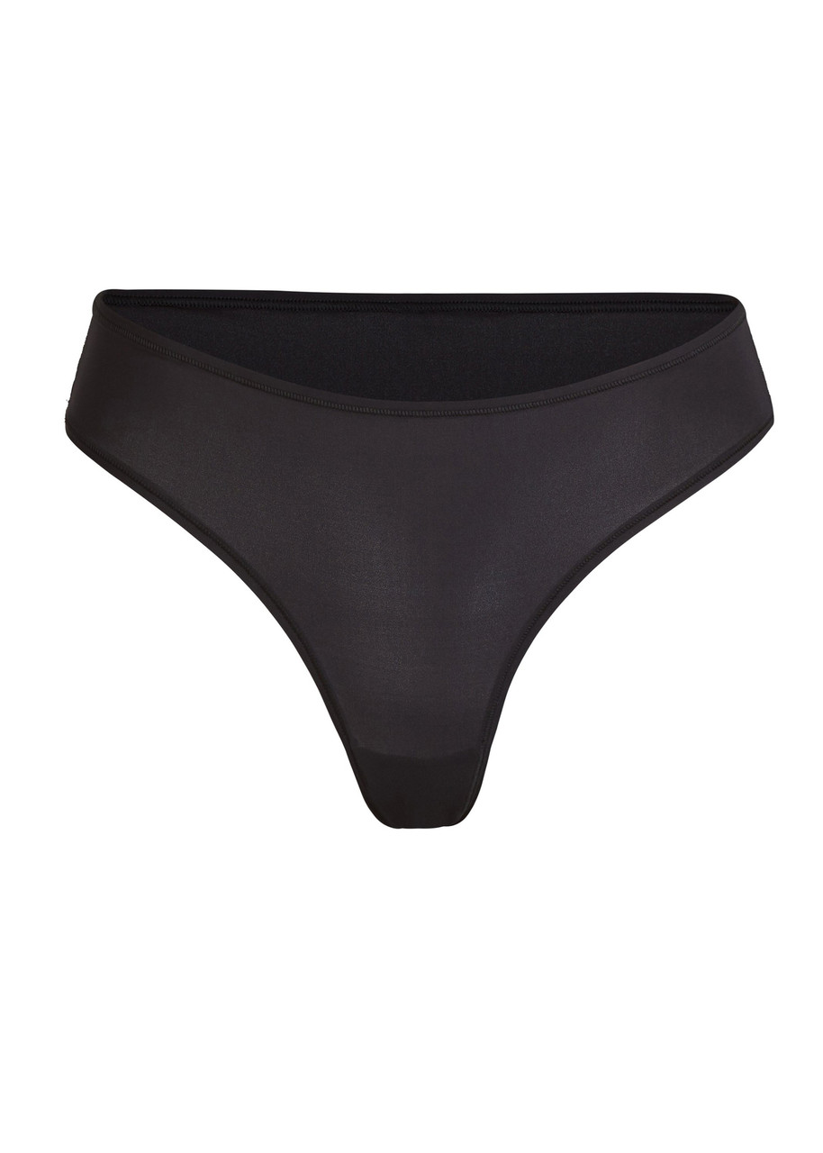 Skims Stretch-jersey Thong In Black