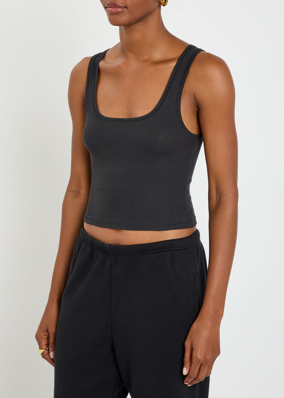 Skims Ribbed Stretch-cotton Tank In Black