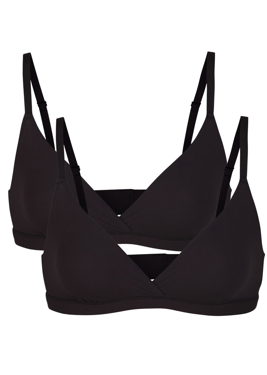 Skims Stretch-jersey Crossover Bralette In Black