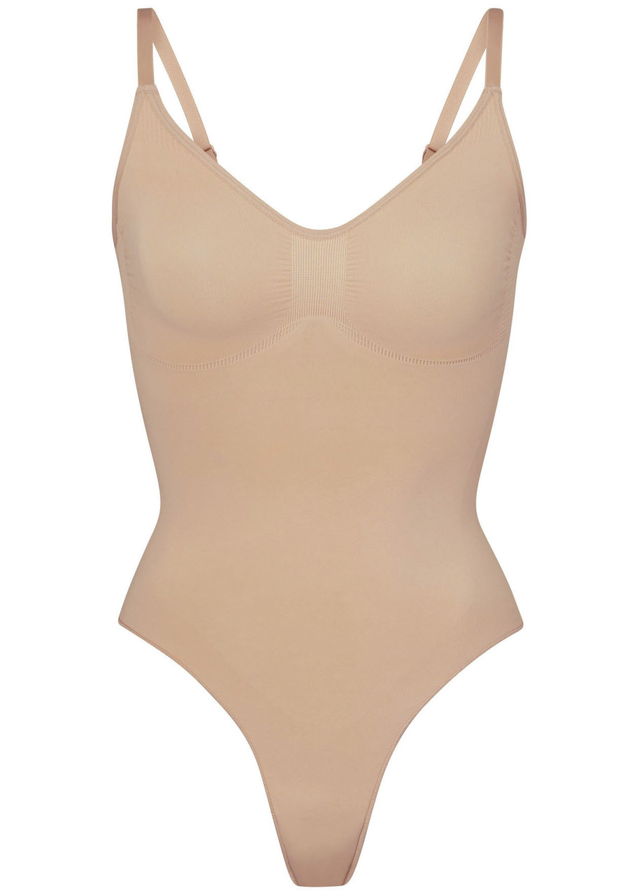 Skims Seamless Sculpt Thong Bodysuit In Sand