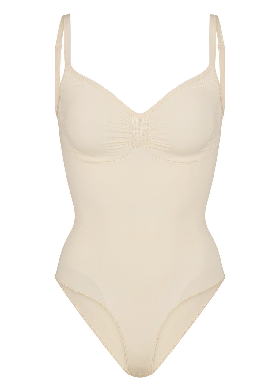 Skims Seamless Sculpt Brief Bodysuit In White