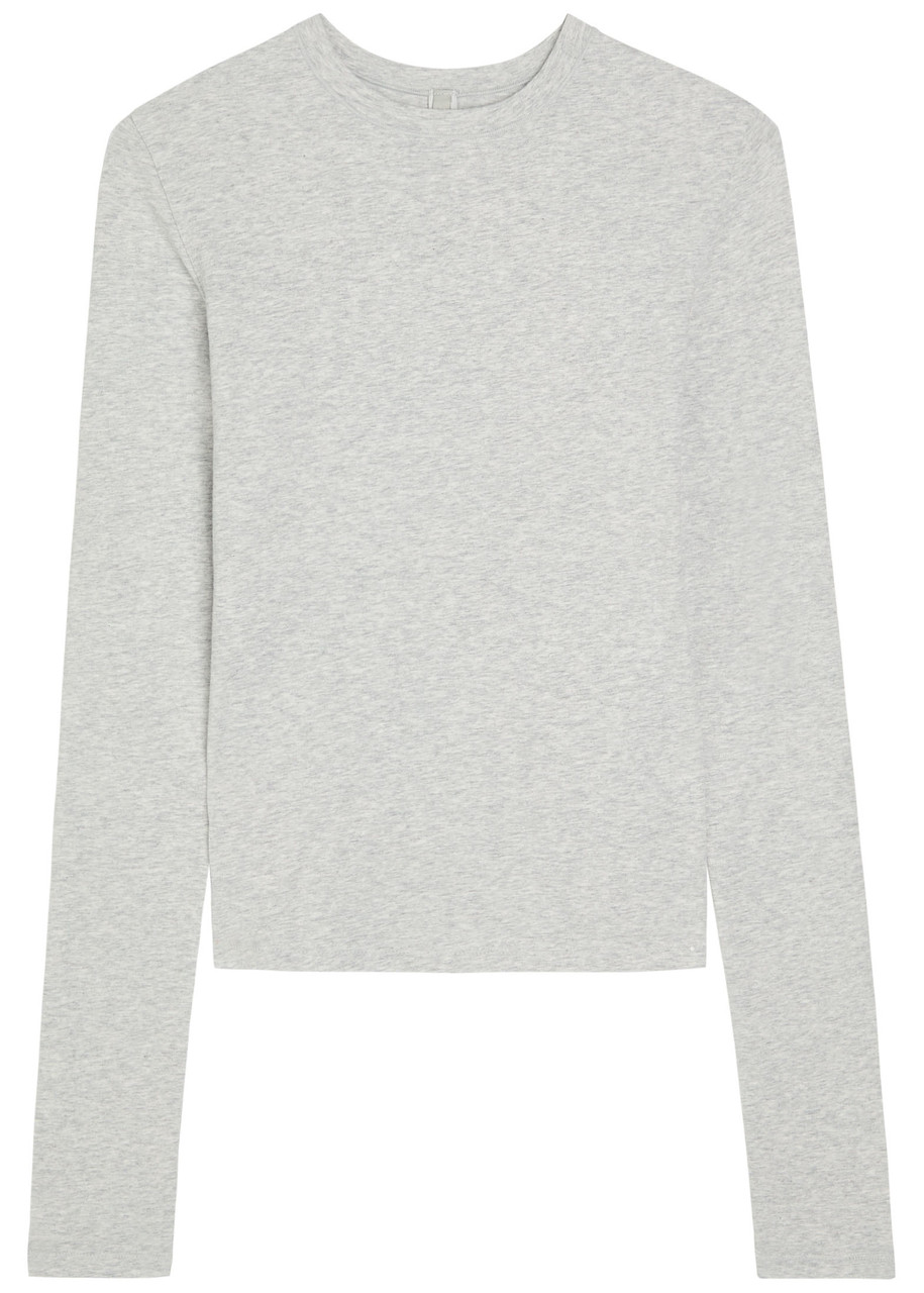 Skims Long Sleeve Cotton Jersey T-shirt In Gray