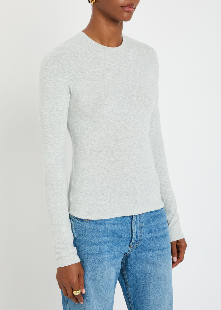 Skims Long Sleeve Cotton Jersey T-shirt In Gray