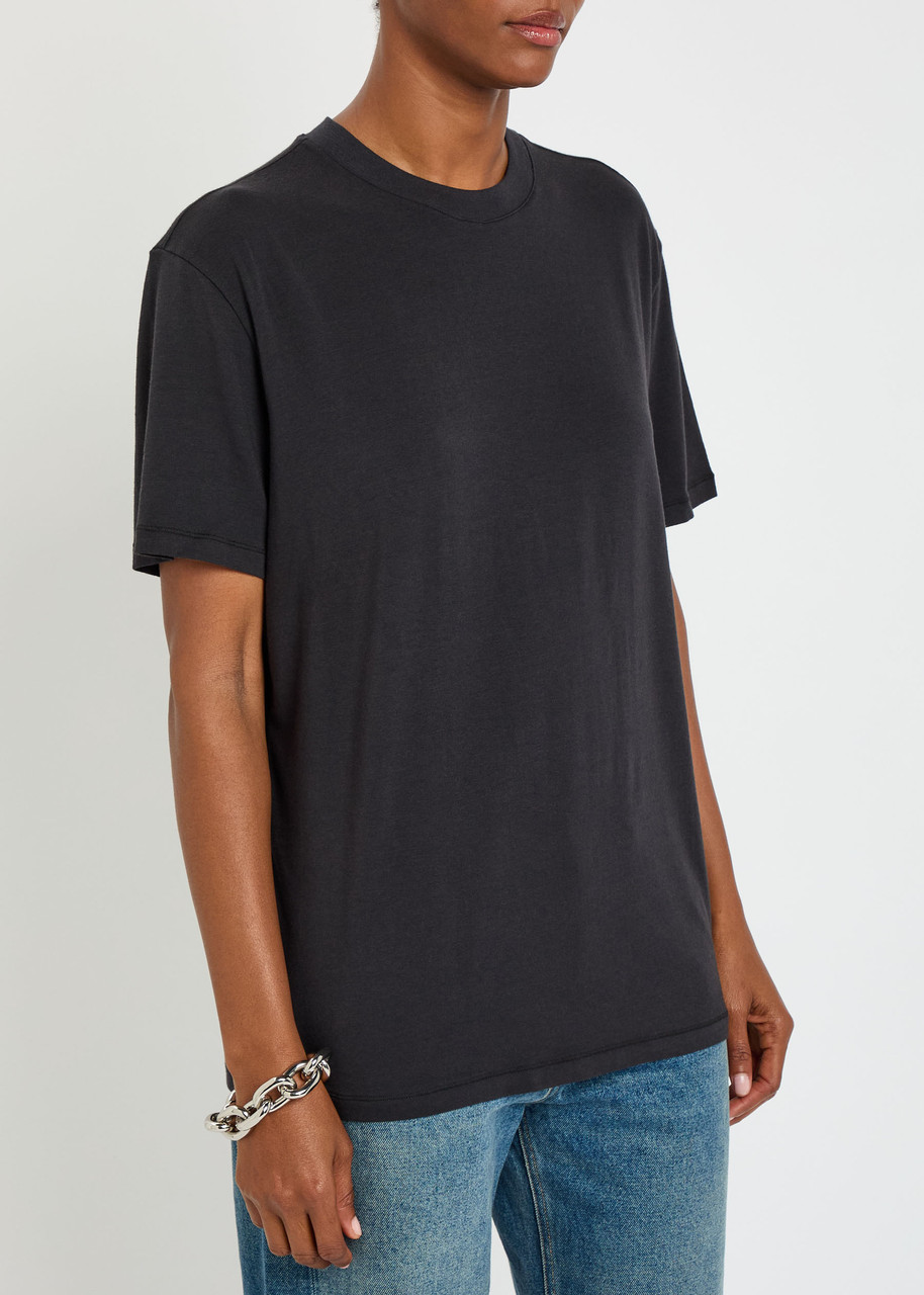 Skims Short Sleeve Modal-blend T-shirt In Black