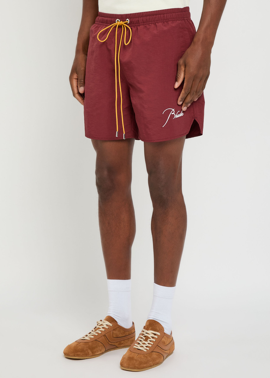  Rhude Radiator Logo-embroidered Shell Swim Shorts - Maroon - L 