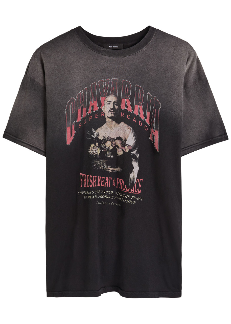 Willy Chavarria San Cachi Produce Printed Cotton T-shirt In Black