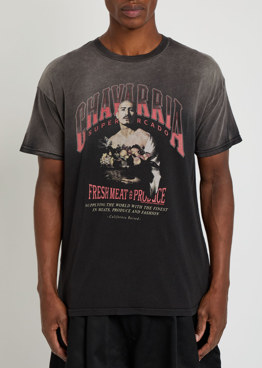 Willy Chavarria San Cachi Produce Printed Cotton T-shirt In Black