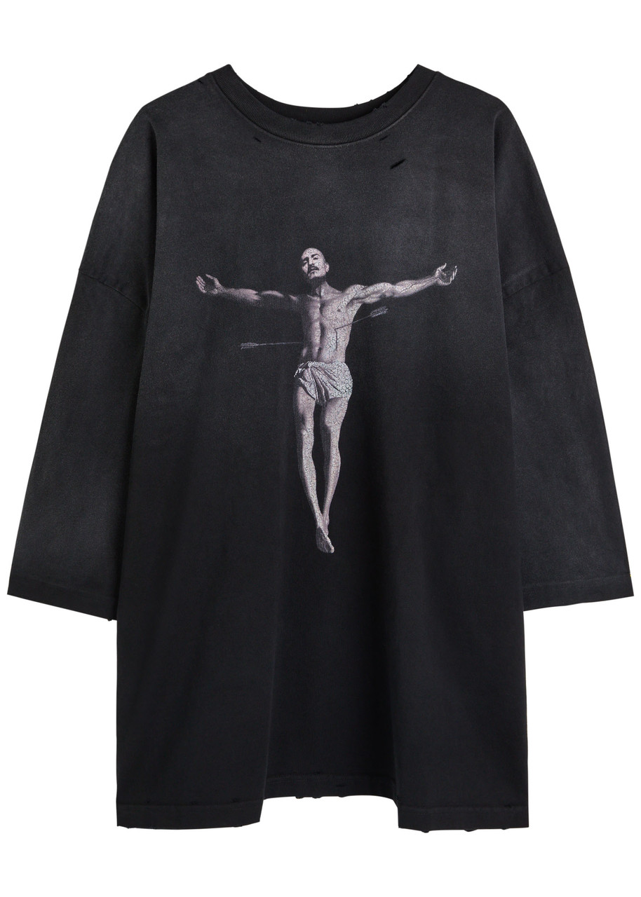 Willy Chavarria Tarantula Baffalo Printed Cotton T-shirt In Black