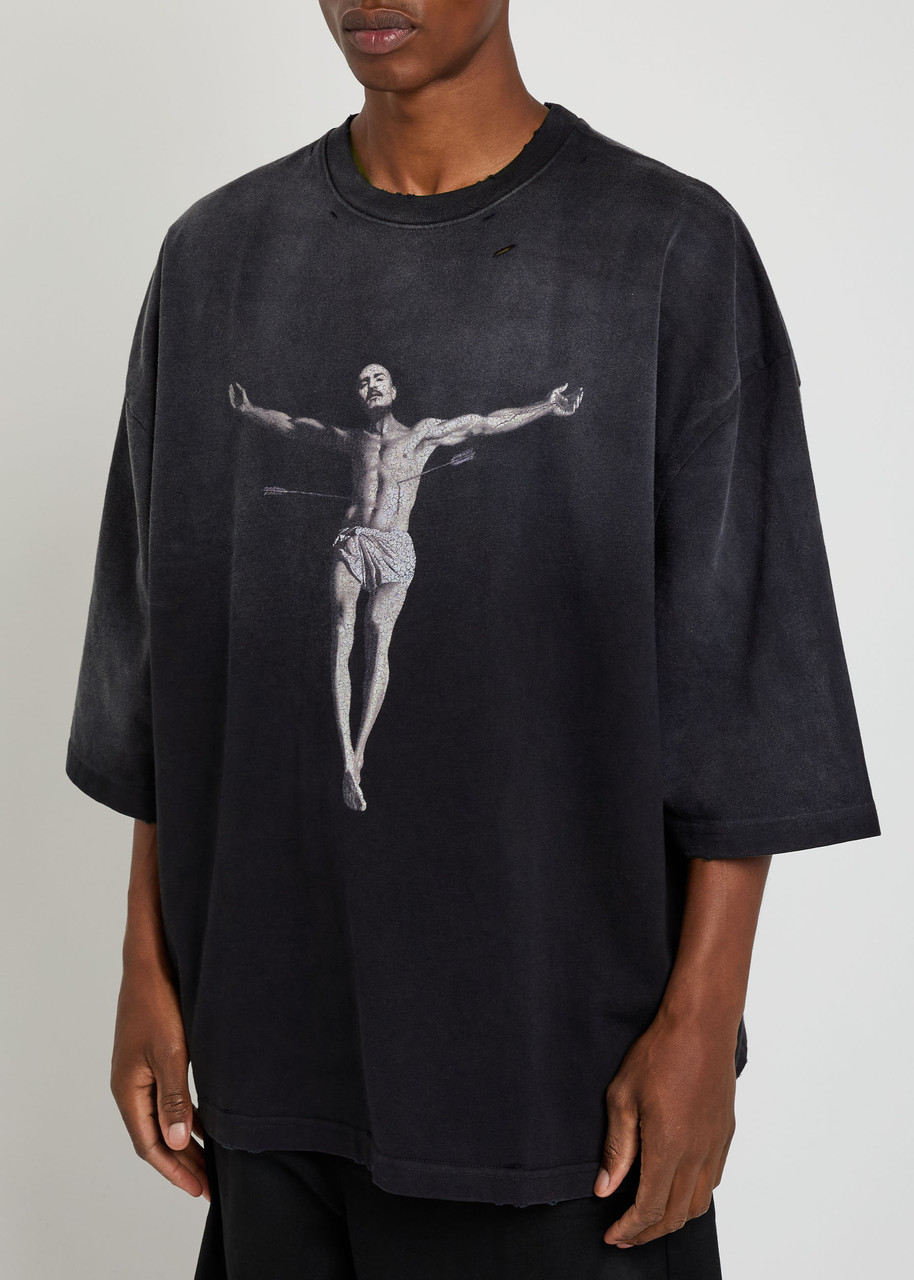 Willy Chavarria Tarantula Baffalo Printed Cotton T-shirt In Black