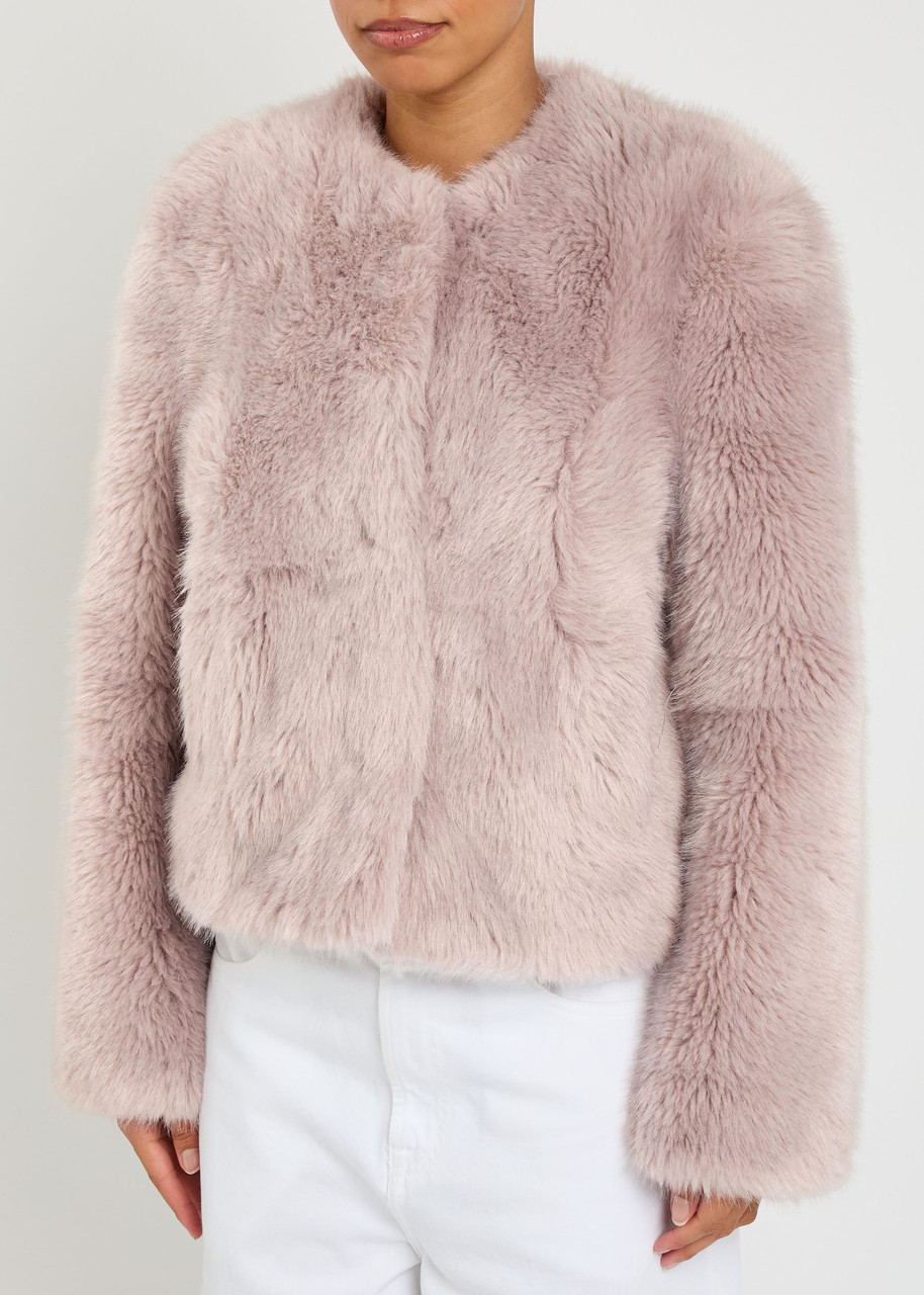 Stand Studio Halle Faux Fur Jacket In Pink