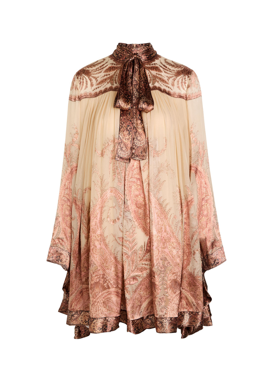 Zimmermann Hypnotic Paisley-devoré Chiffon Mini Dress In Multi