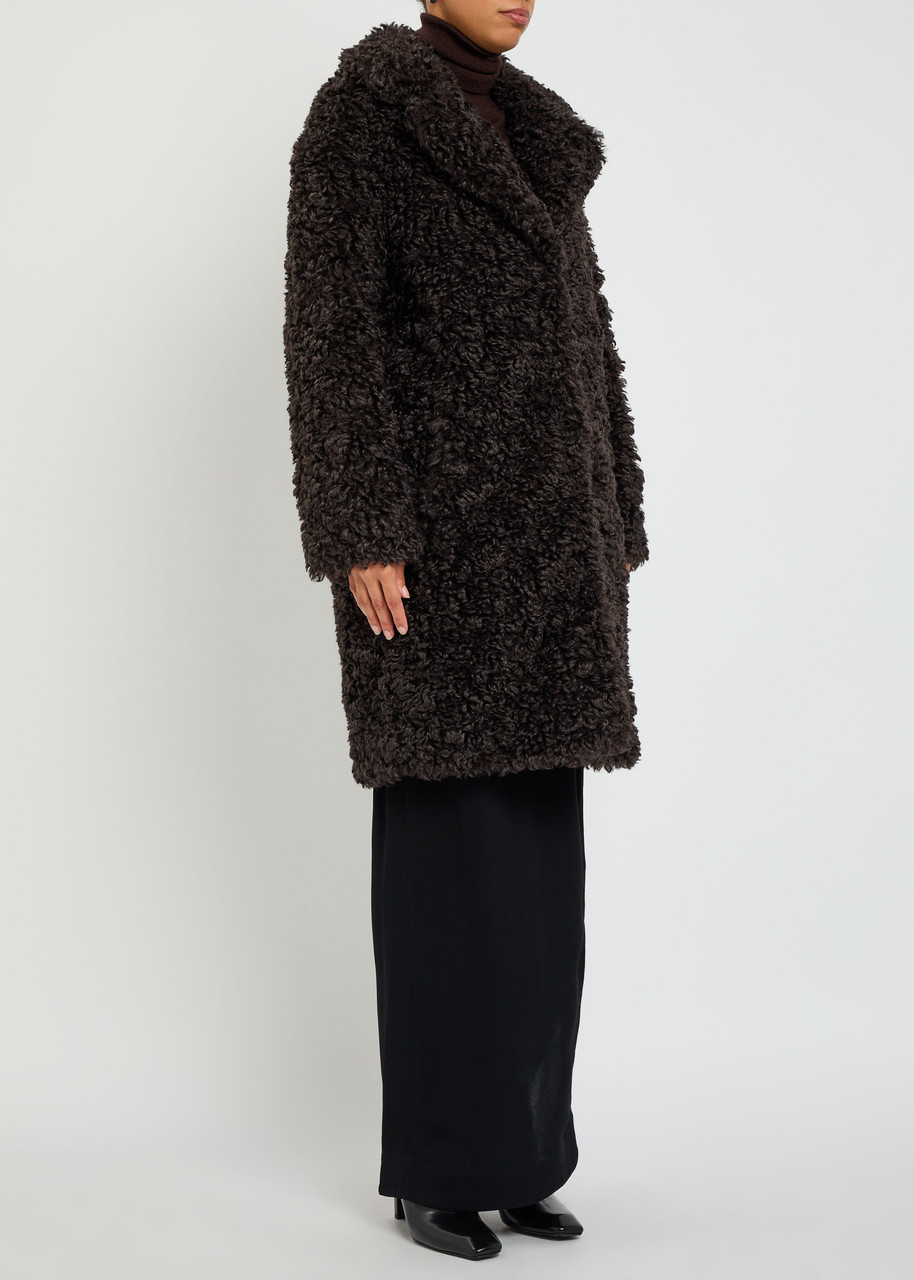 Stand Studio Camille Cocoon Faux Fur Coat In Brown