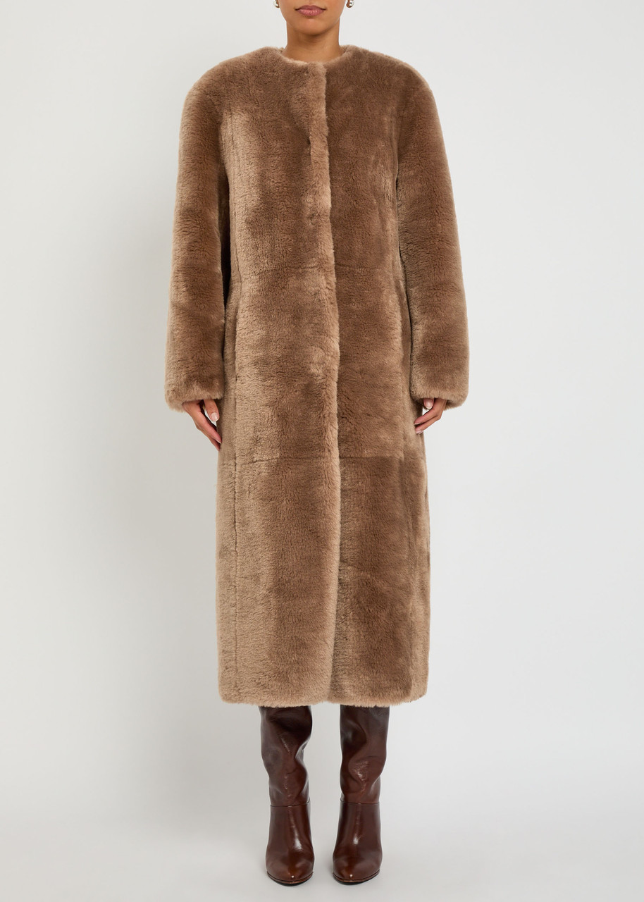Stand Studio Gracelyn Faux Fur Coat In Brown