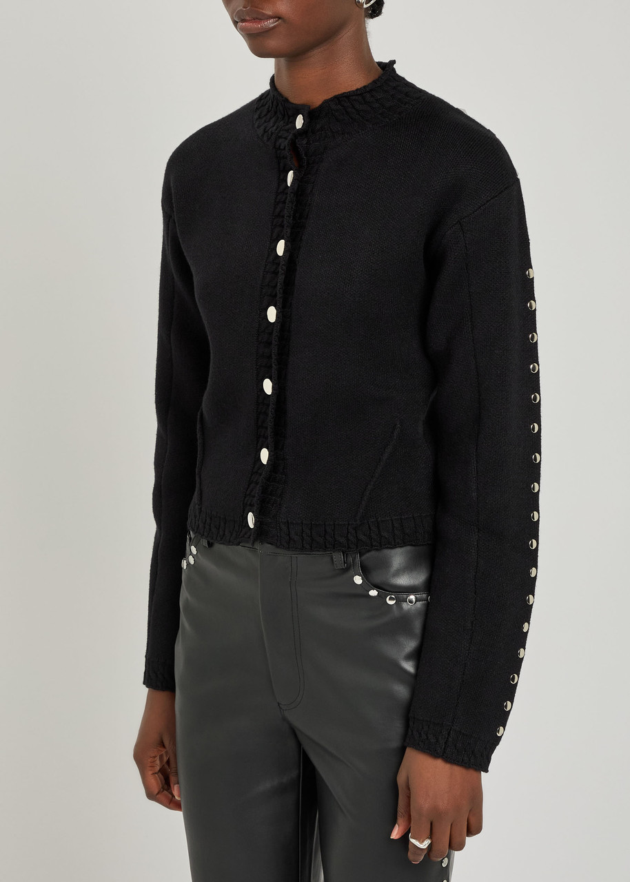 Never Fully Dressed Stud-embellished Knit Cardigan In Black
