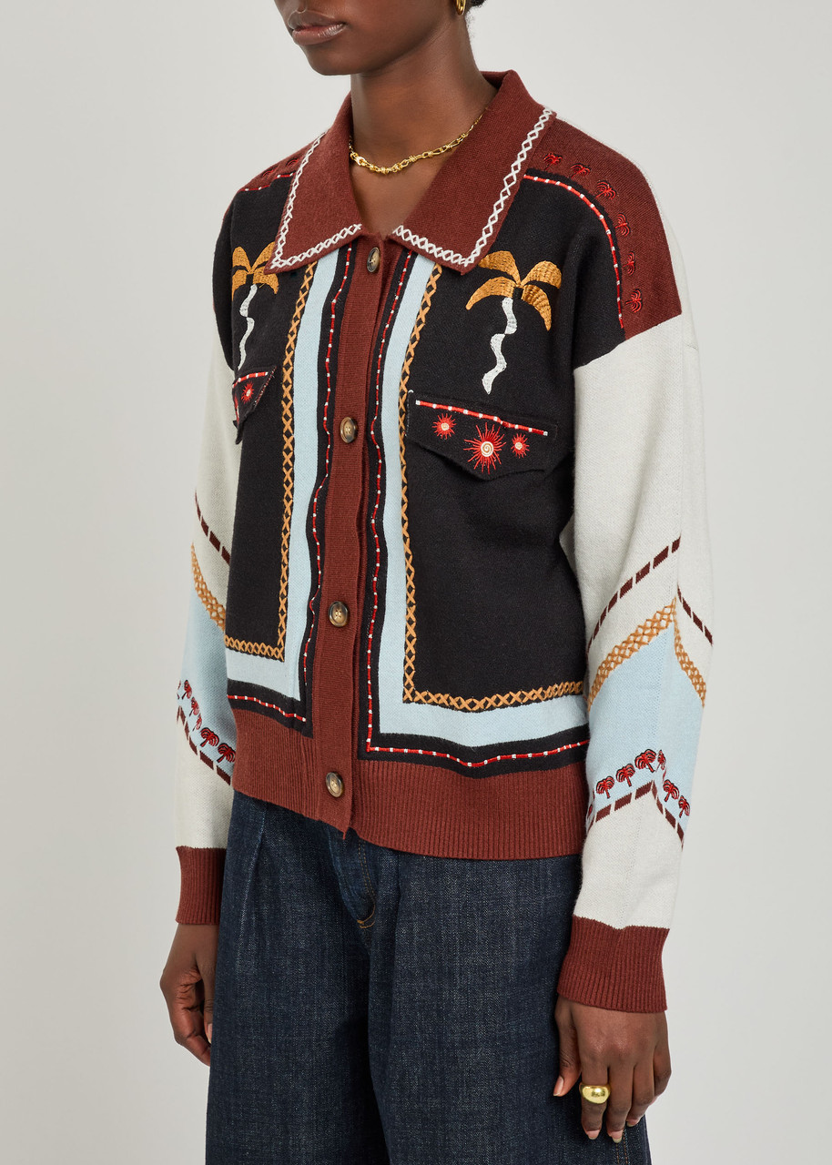  Never Fully Dressed Embroidered Knit Cardigan - Multicoloured - M (uk12 / M) 